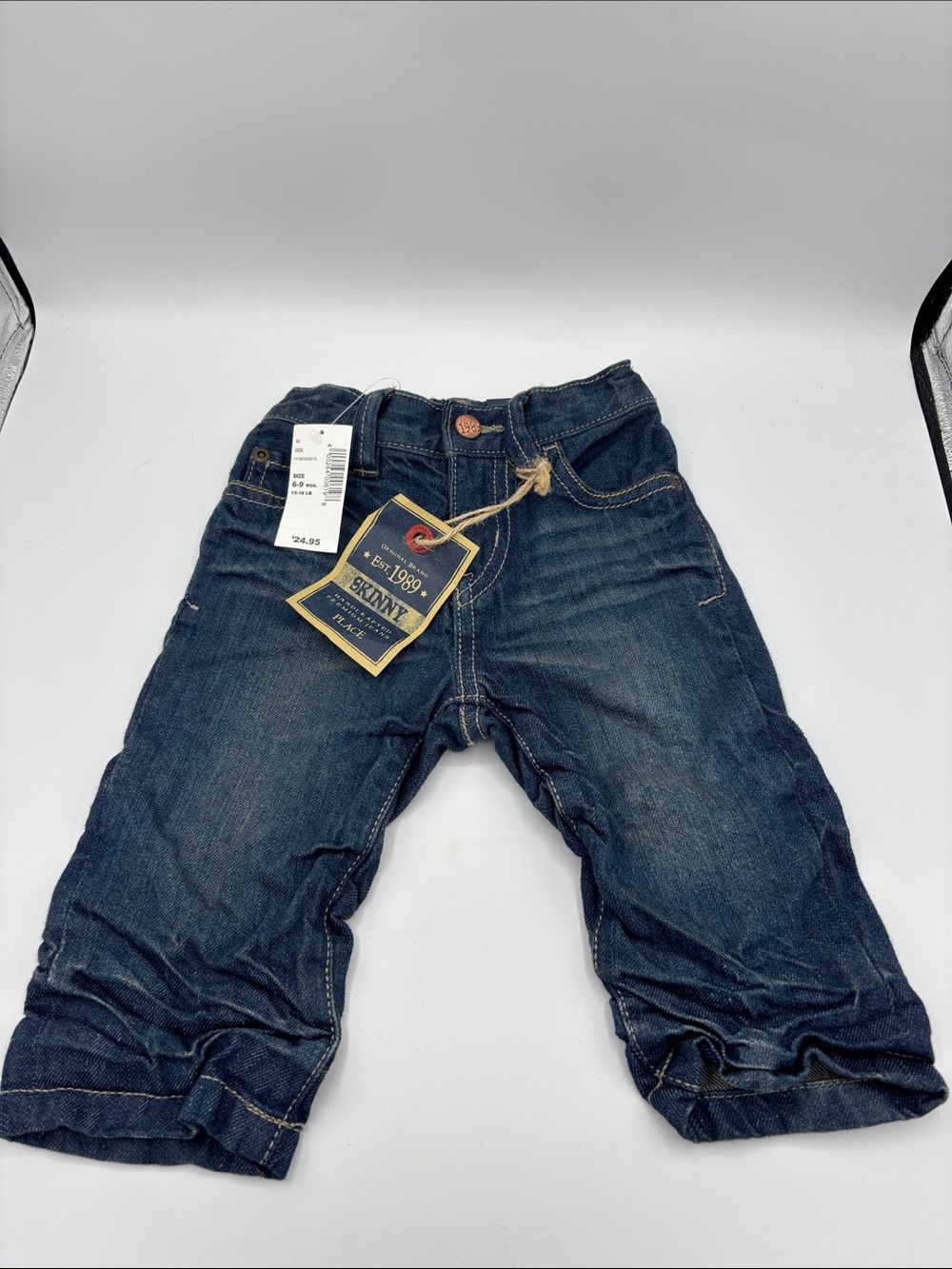 The Children's Place Skinny Dark Indigo Denim Distressed Jeans 6-9M